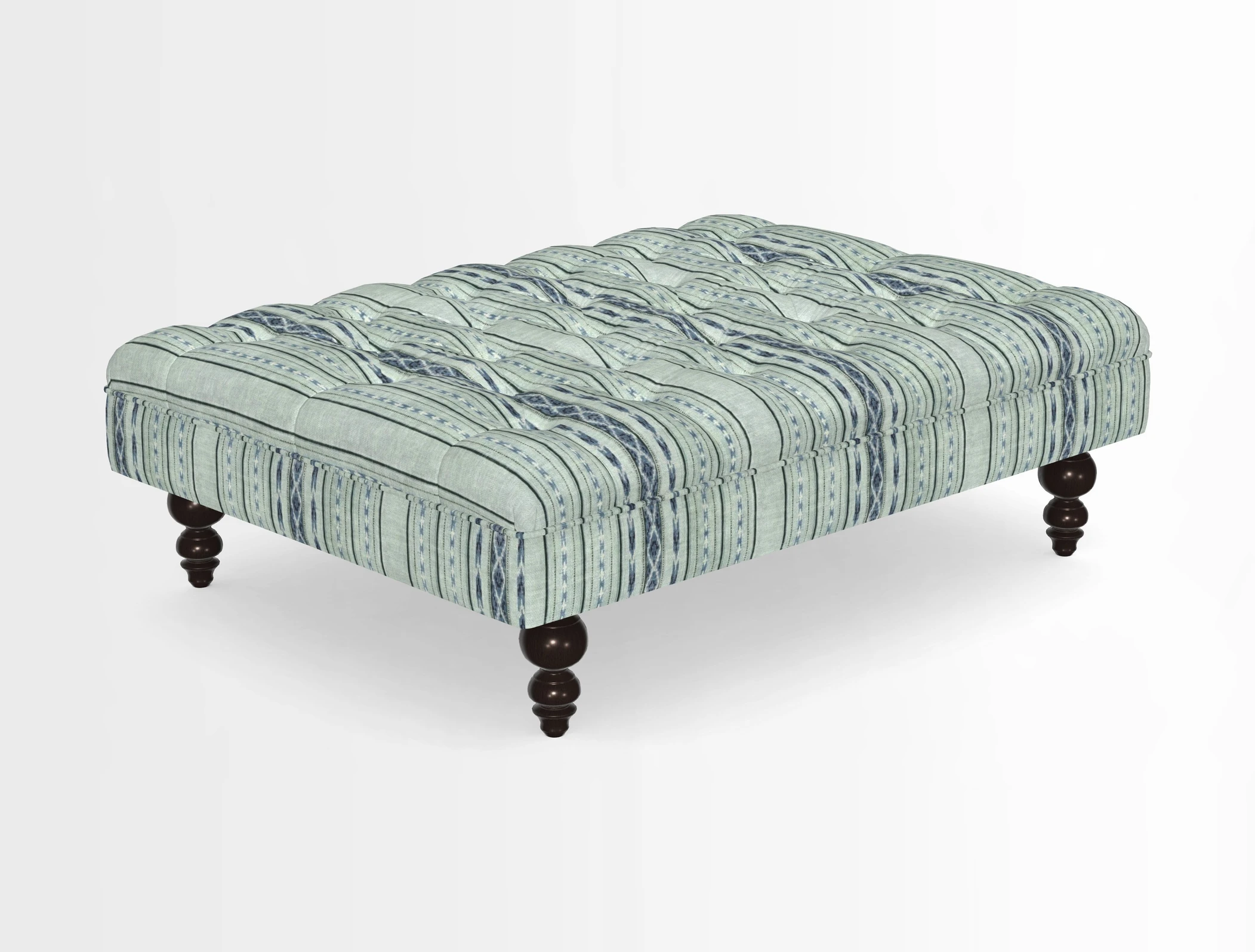 Bedham Footstool in RHS Gertrude Jekyll Lattice Green Alwinton 3 Seater Sofa in RHS Collection on Velvet William Hooker