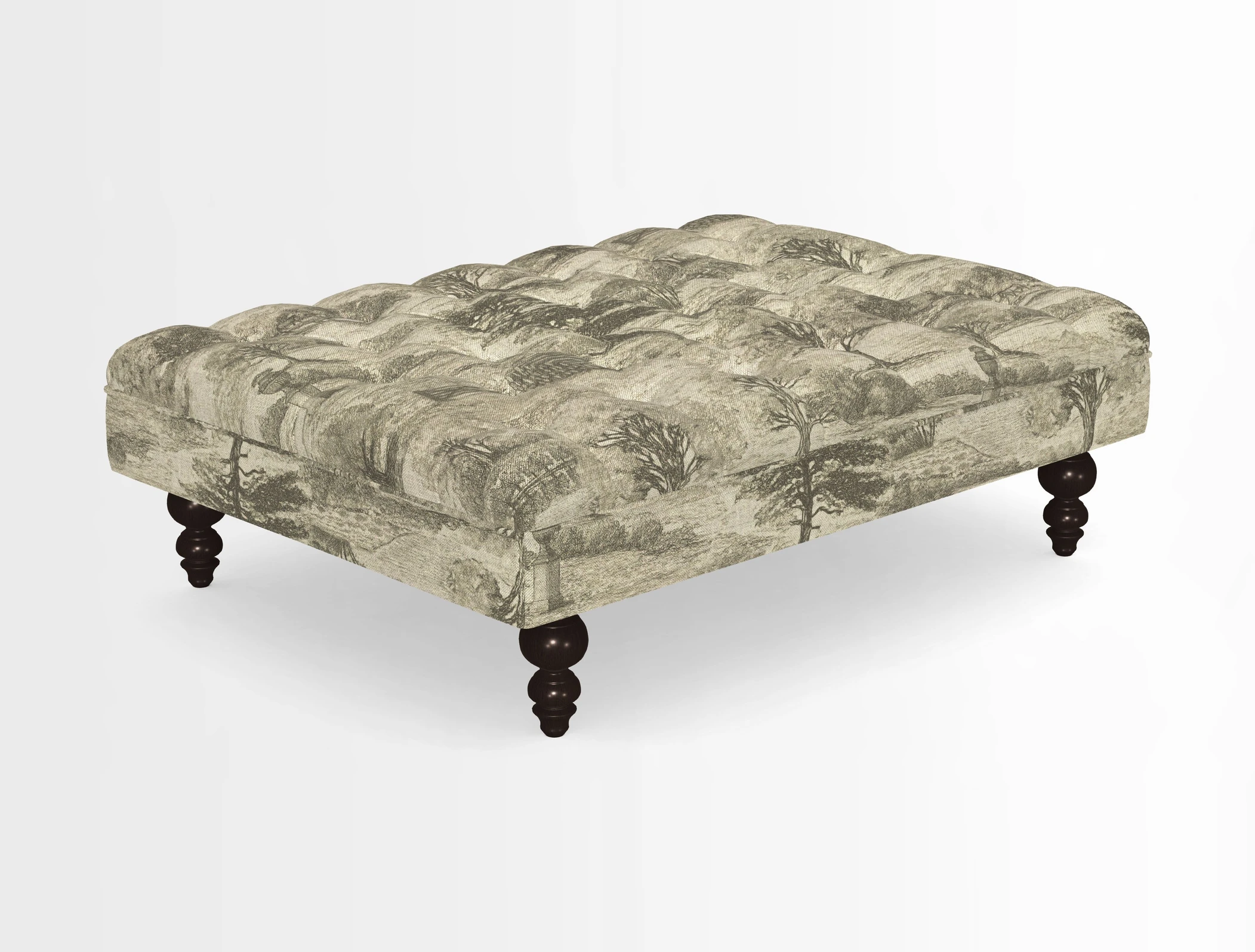 Bedham Footstool in RHS Gertrude Jekyll Lattice Green Alwinton 3 Seater Sofa in RHS Collection on Velvet William Hooker