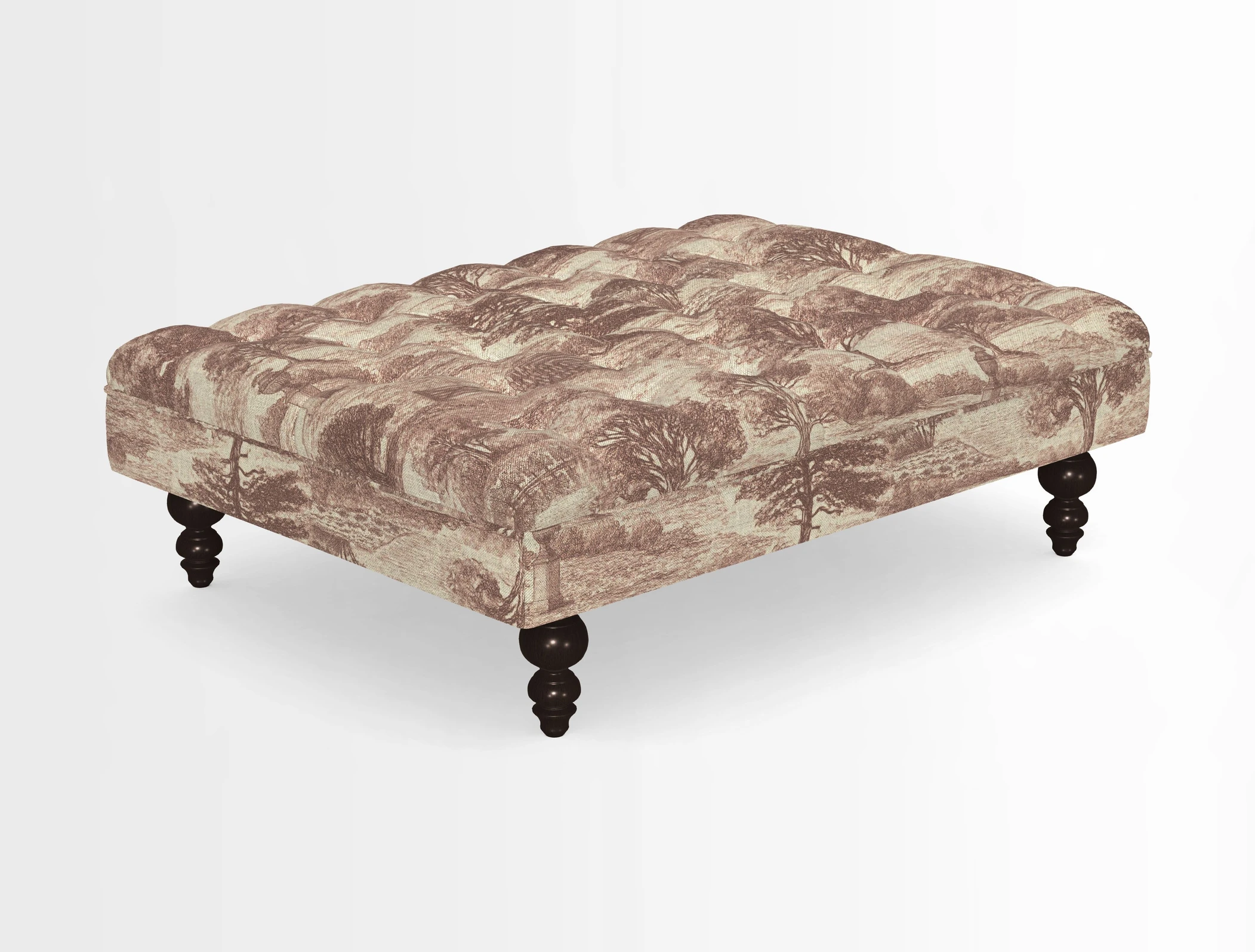 Bedham Footstool in RHS Gertrude Jekyll Lattice Green Alwinton 3 Seater Sofa in RHS Collection on Velvet William Hooker