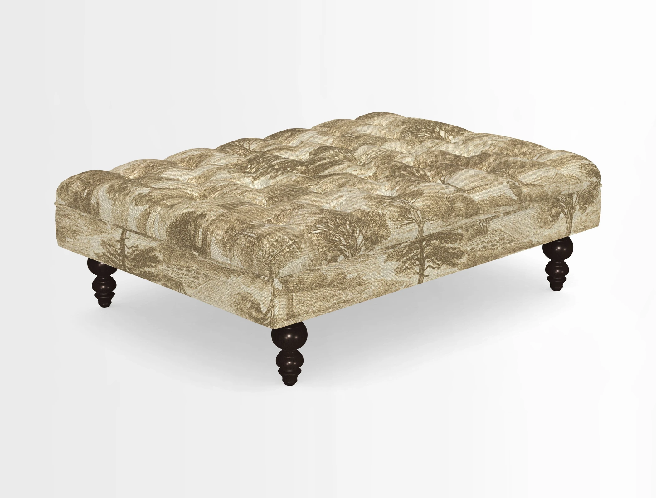 Bedham Footstool in RHS Gertrude Jekyll Lattice Green Alwinton 3 Seater Sofa in RHS Collection on Velvet William Hooker