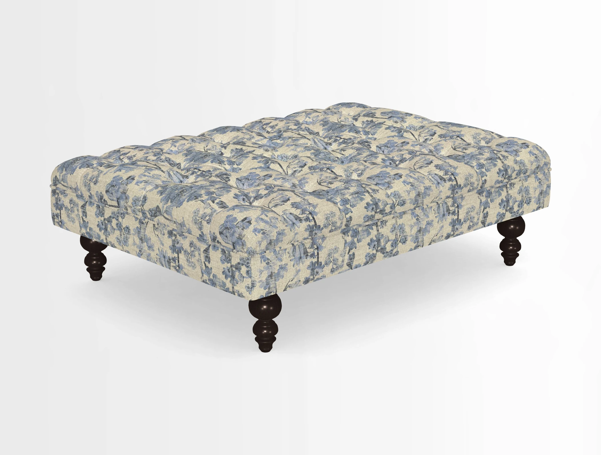 Bedham Footstool in RHS Gertrude Jekyll Lattice Green Alwinton 3 Seater Sofa in RHS Collection on Velvet William Hooker
