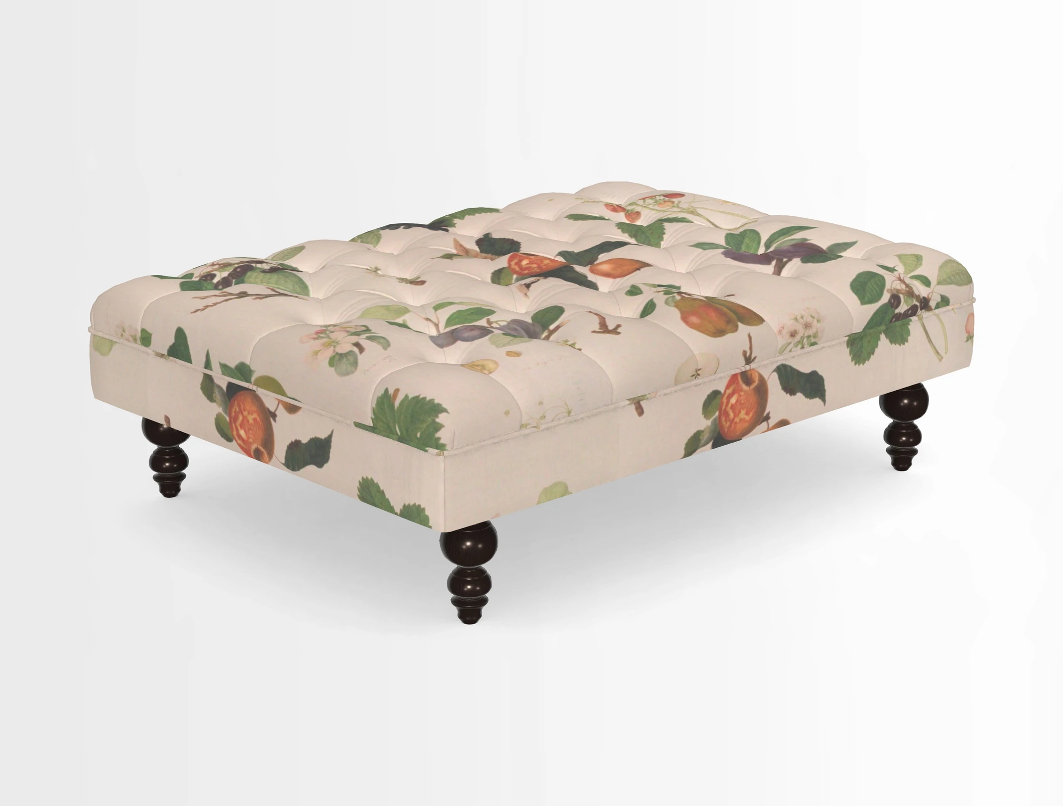 Bedham Footstool in RHS Gertrude Jekyll Lattice Green Alwinton 3 Seater Sofa in RHS Collection on Velvet William Hooker