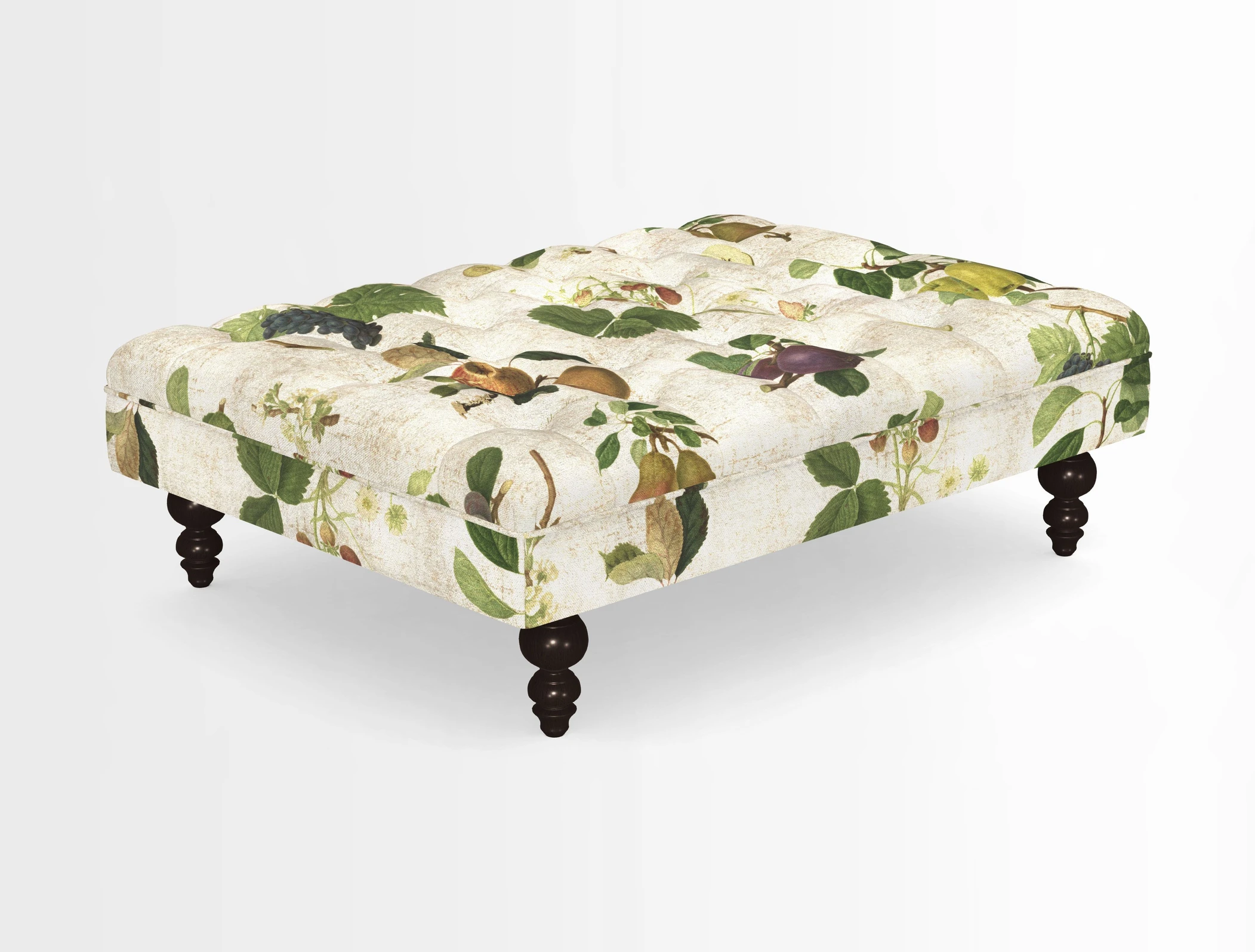 Bedham Footstool in RHS Gertrude Jekyll Lattice Green Alwinton 3 Seater Sofa in RHS Collection on Velvet William Hooker