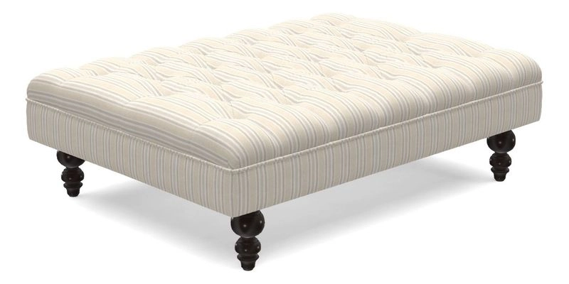 Bedham Footstool in Ralph Lauren Dinetah Stripe Indigo