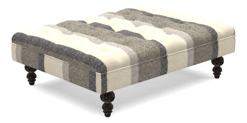 Bedham Footstool in Ralph Lauren Dinetah Stripe Indigo