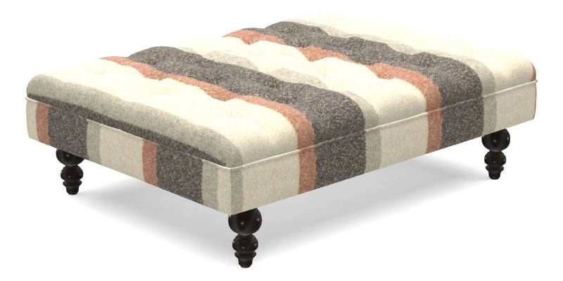 Bedham Footstool in Ralph Lauren Dinetah Stripe Indigo