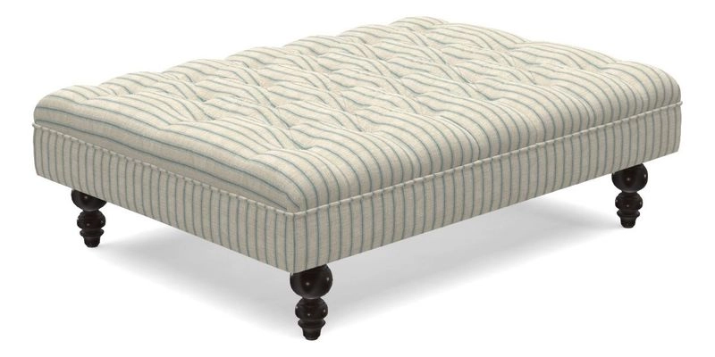 Bedham Footstool in Ralph Lauren Dinetah Stripe Indigo