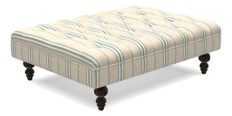 Bedham Footstool in Ralph Lauren Dinetah Stripe Indigo