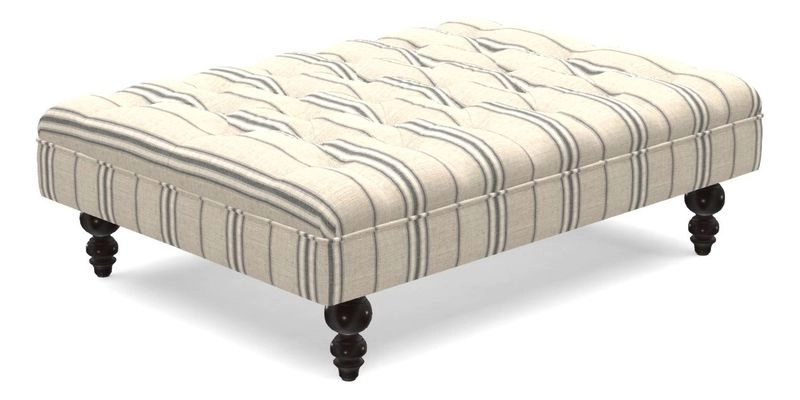 Bedham Footstool in Ralph Lauren Dinetah Stripe Indigo