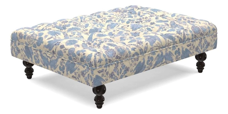 Bedham Footstool in Ralph Lauren Dinetah Stripe Indigo