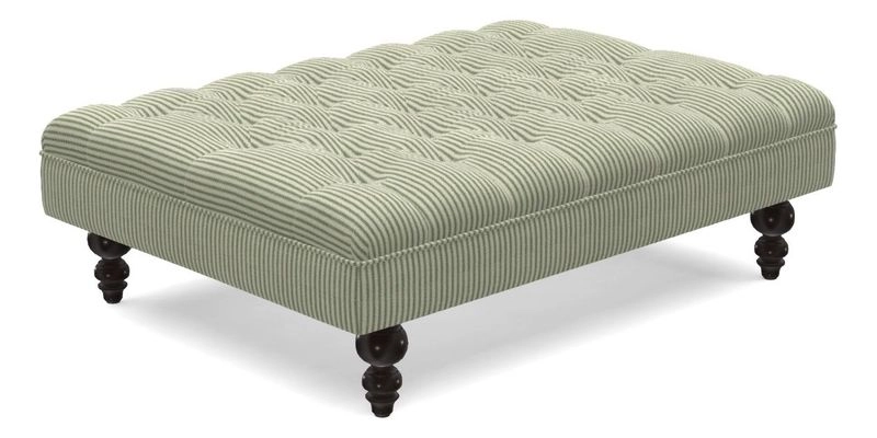 Bedham Footstool in Ralph Lauren Dinetah Stripe Indigo