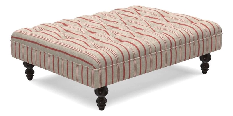 Bedham Footstool in Ralph Lauren Dinetah Stripe Indigo