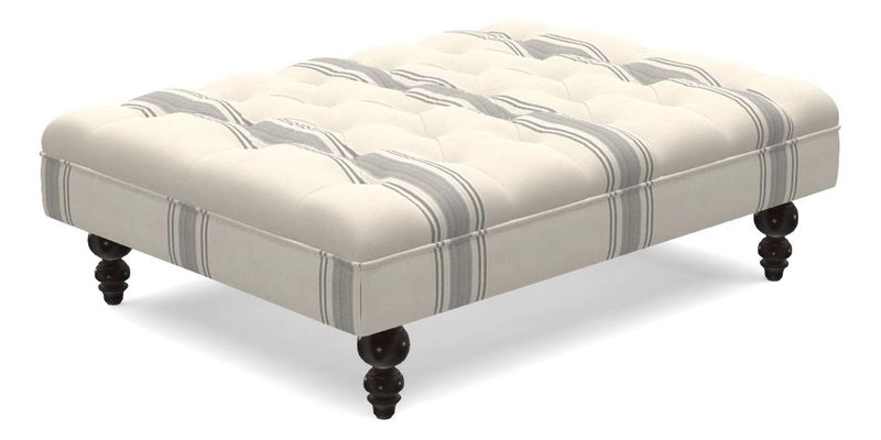 Bedham Footstool in Ralph Lauren Dinetah Stripe Indigo