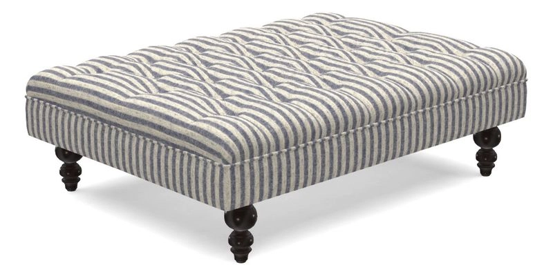 Bedham Footstool in Ralph Lauren Dinetah Stripe Indigo