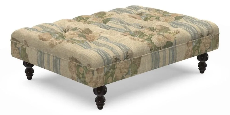 Bedham Footstool in Ralph Lauren Dinetah Stripe Indigo