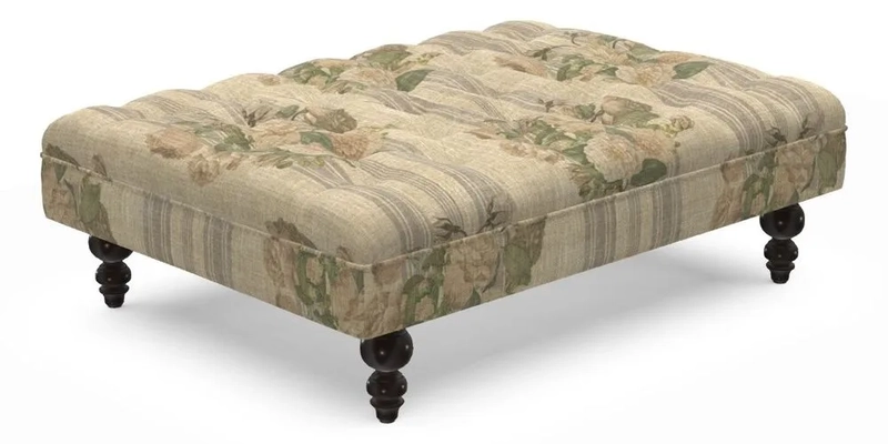 Bedham Footstool in Ralph Lauren Dinetah Stripe Indigo