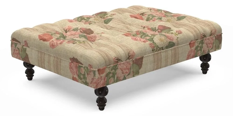 Bedham Footstool in Ralph Lauren Dinetah Stripe Indigo