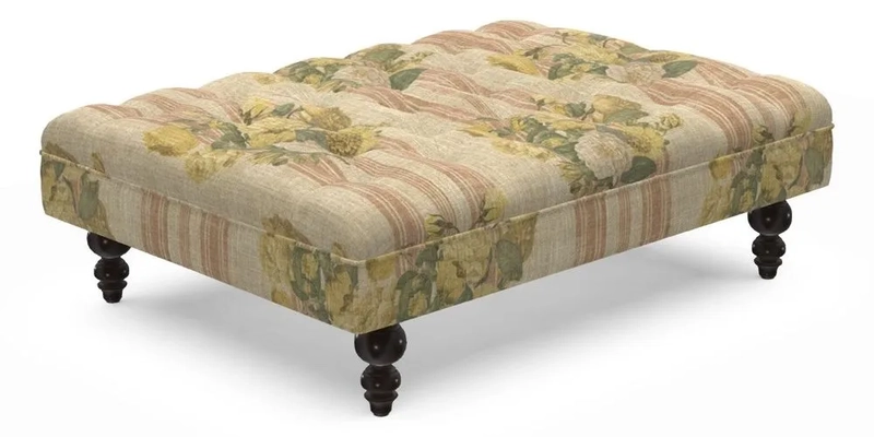 Bedham Footstool in Ralph Lauren Dinetah Stripe Indigo