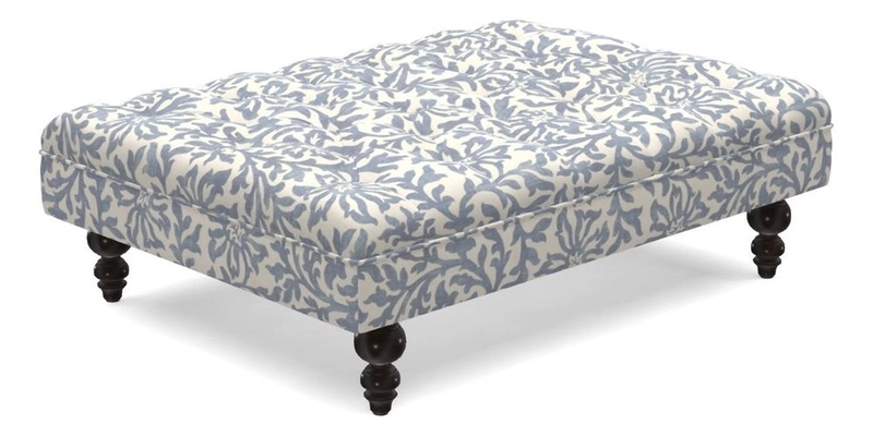 Bedham Footstool in Ralph Lauren Dinetah Stripe Indigo