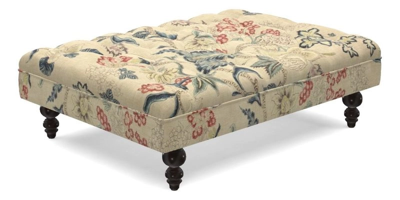 Bedham Footstool in Ralph Lauren Dinetah Stripe Indigo