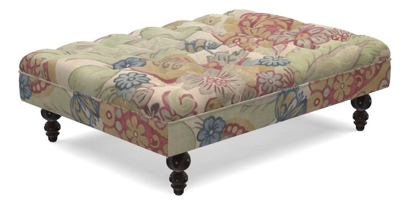 Bedham Footstool in Ralph Lauren Dinetah Stripe Indigo