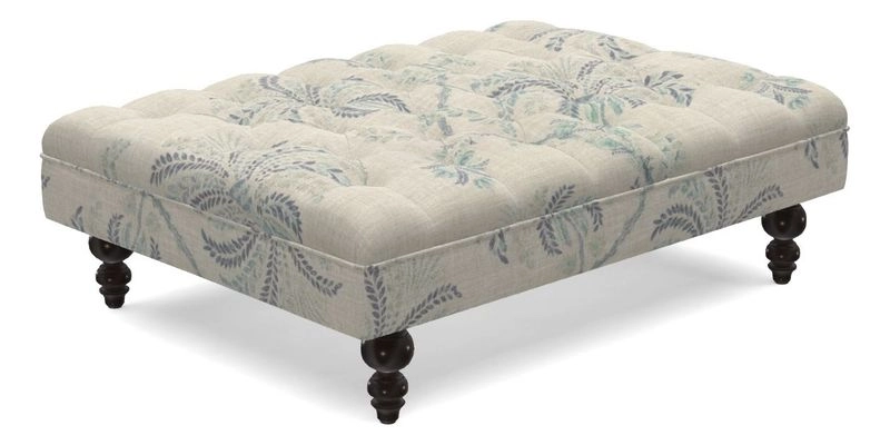 Bedham Footstool in Ralph Lauren Dinetah Stripe Indigo