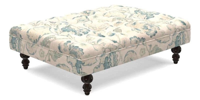 Bedham Footstool in Ralph Lauren Dinetah Stripe Indigo