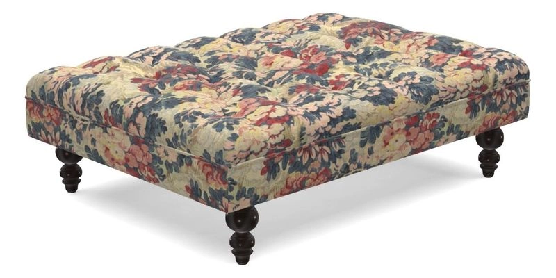 Bedham Footstool in Ralph Lauren Dinetah Stripe Indigo