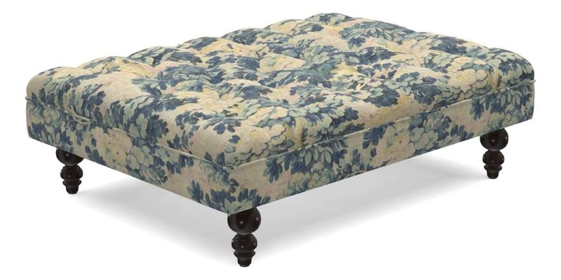 Bedham Footstool in Ralph Lauren Dinetah Stripe Indigo