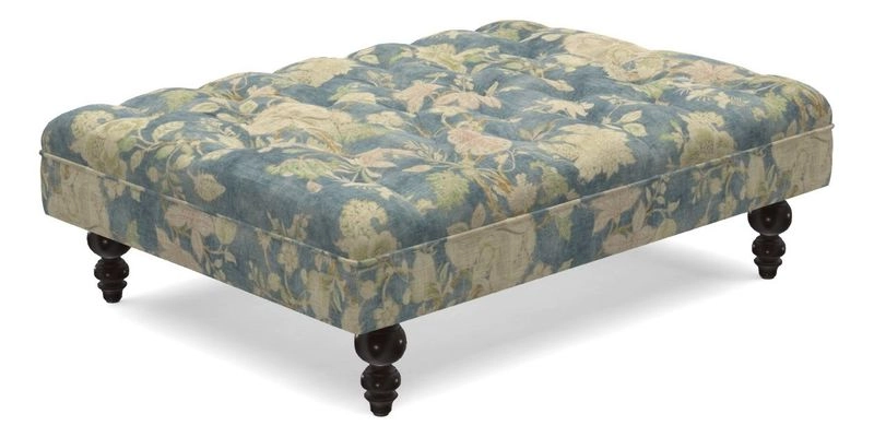 Bedham Footstool in Ralph Lauren Dinetah Stripe Indigo