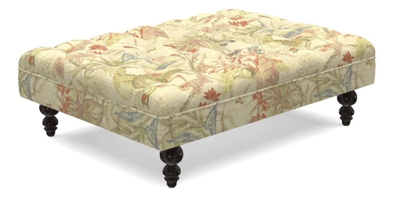 Bedham Footstool in Ralph Lauren Dinetah Stripe Indigo