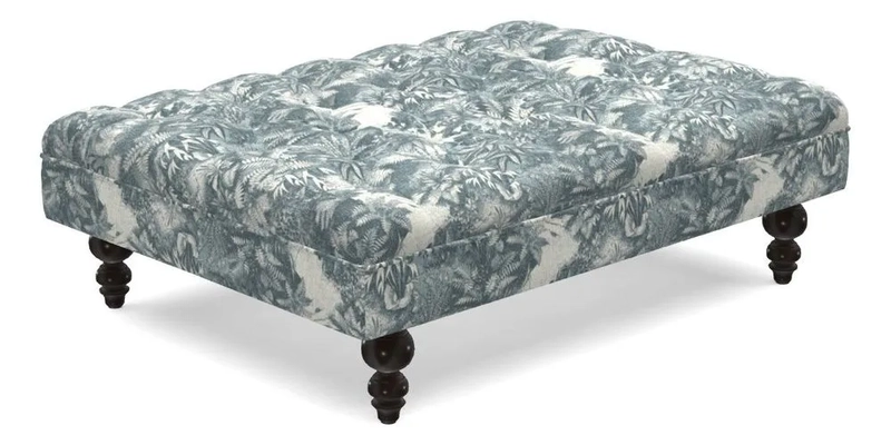 Bedham Footstool in Ralph Lauren Dinetah Stripe Indigo