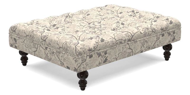 Bedham Footstool in Ralph Lauren Dinetah Stripe Indigo