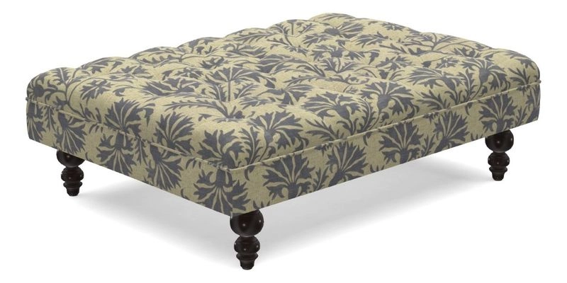 Bedham Footstool in Ralph Lauren Dinetah Stripe Indigo