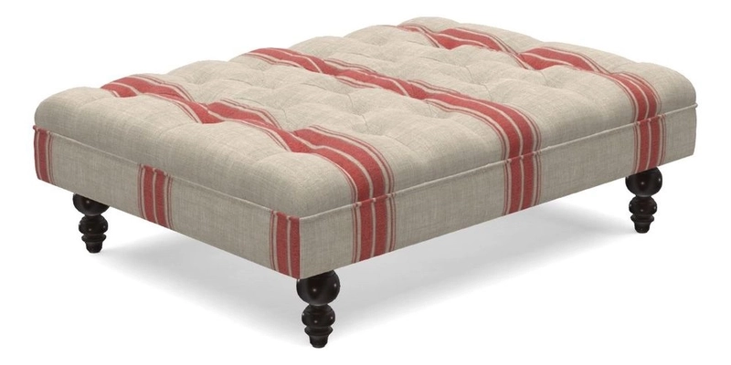 Bedham Footstool in Ralph Lauren Dinetah Stripe Indigo