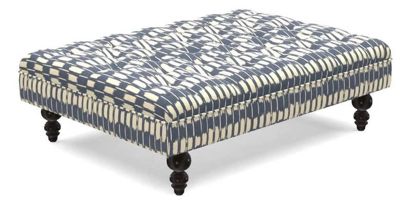Bedham Footstool in Ralph Lauren Dinetah Stripe Indigo