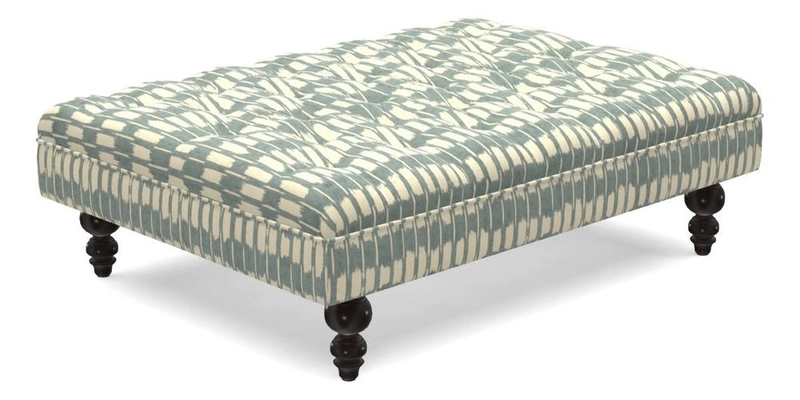 Bedham Footstool in Ralph Lauren Dinetah Stripe Indigo