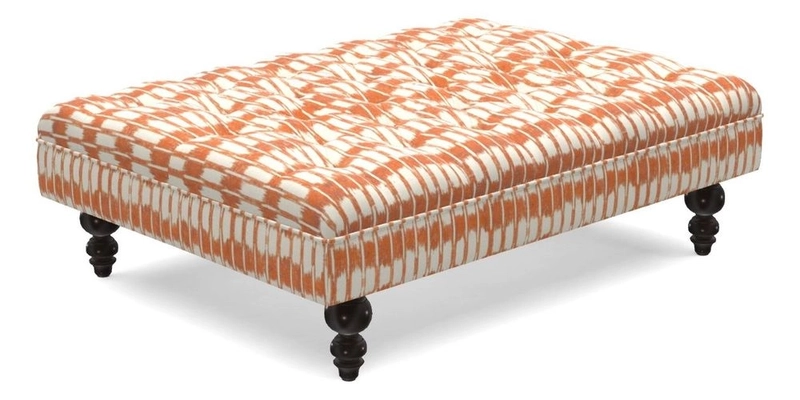 Bedham Footstool in Ralph Lauren Dinetah Stripe Indigo