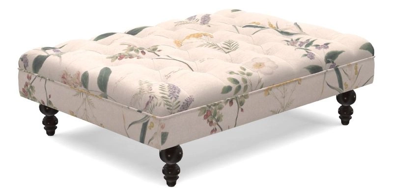 Bedham Footstool in Ralph Lauren Dinetah Stripe Indigo