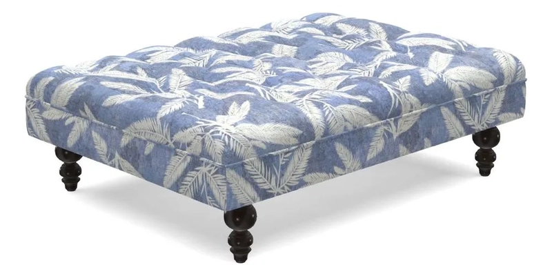 Bedham Footstool in Ralph Lauren Dinetah Stripe Indigo