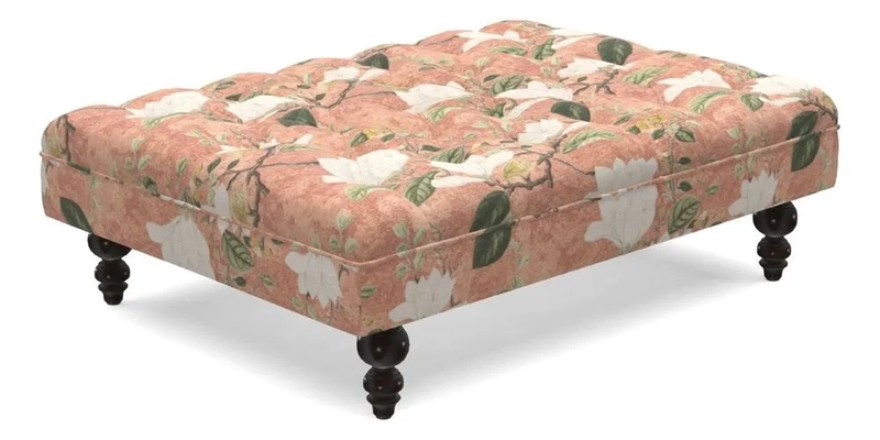 Bedham Footstool in Ralph Lauren Dinetah Stripe Indigo