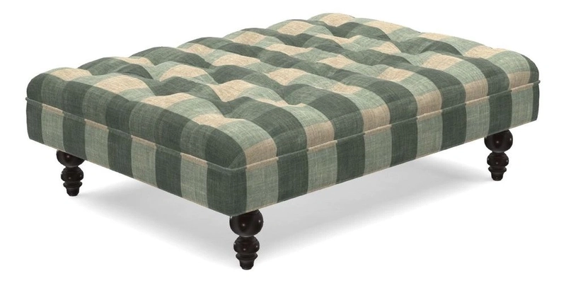 Bedham Footstool in Ralph Lauren Dinetah Stripe Indigo
