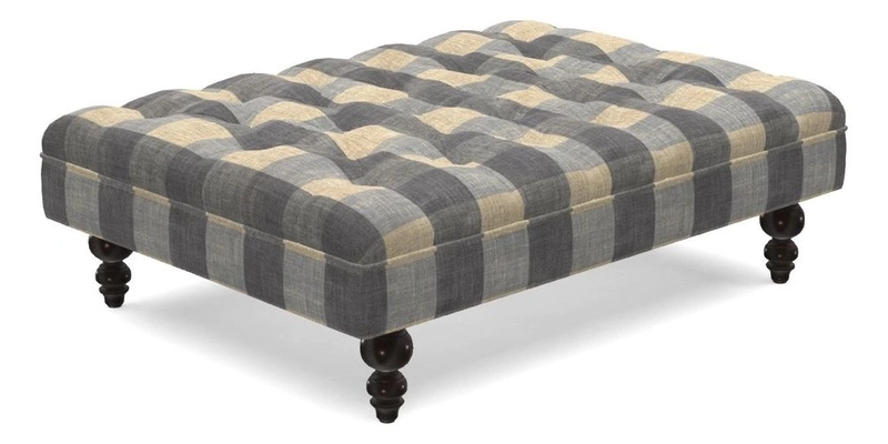 Bedham Footstool in Ralph Lauren Dinetah Stripe Indigo