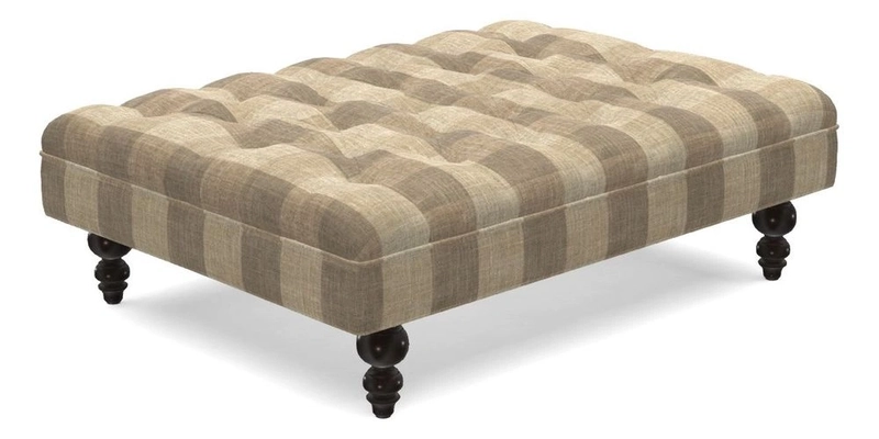 Bedham Footstool in Ralph Lauren Dinetah Stripe Indigo