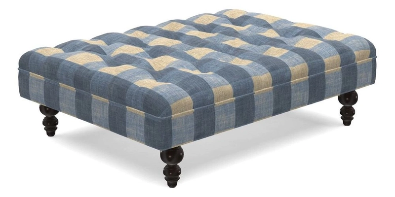 Bedham Footstool in Ralph Lauren Dinetah Stripe Indigo