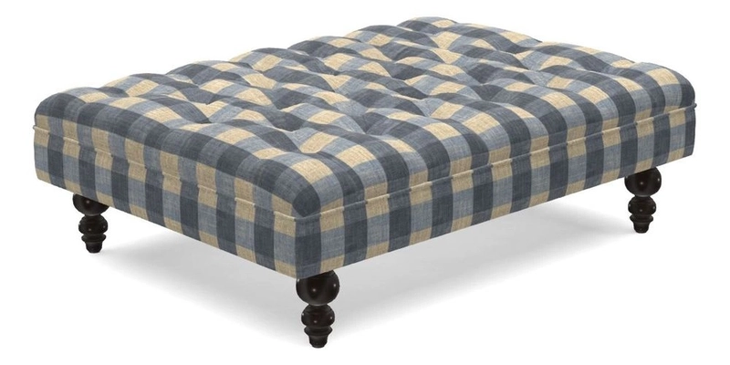 Bedham Footstool in Ralph Lauren Dinetah Stripe Indigo