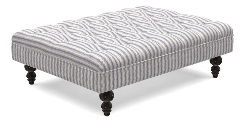 Bedham Footstool in Ralph Lauren Dinetah Stripe Indigo