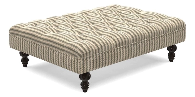 Bedham Footstool in Ralph Lauren Dinetah Stripe Indigo