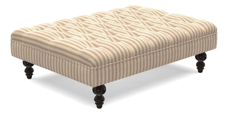Bedham Footstool in Ralph Lauren Dinetah Stripe Indigo