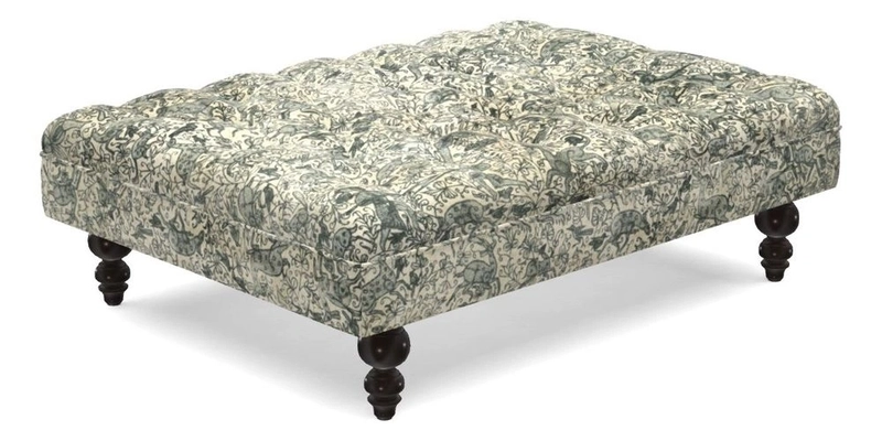 Bedham Footstool in Ralph Lauren Dinetah Stripe Indigo